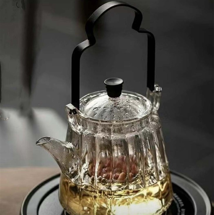 Heat Resistant Glass Tea Pot, 600ml 20OZ Glass Tea Pot, Glass Tea Pot With Iron Handle